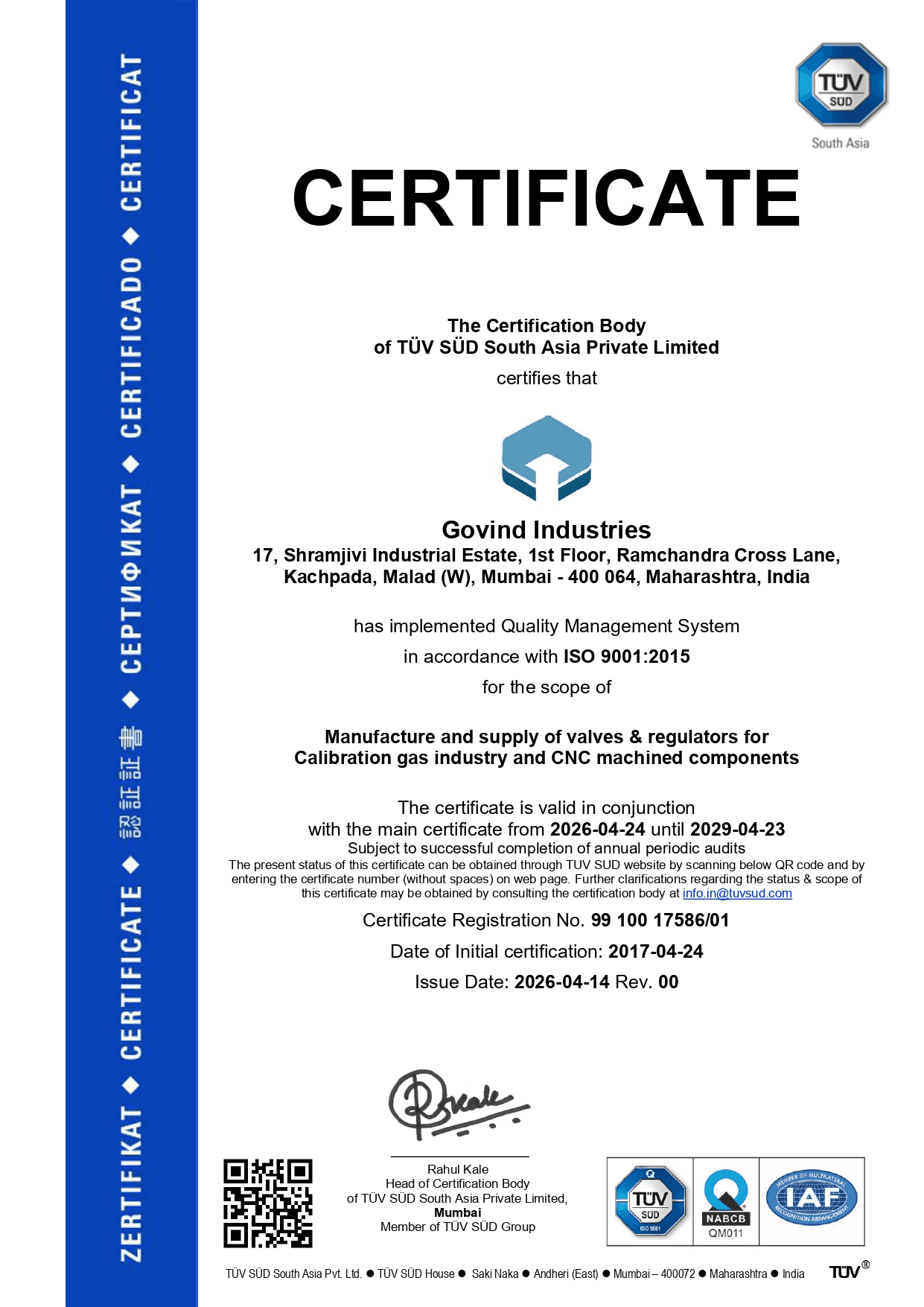 ISO 9001-2015 Certificate